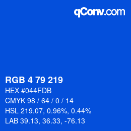 Color code: RGB 4 79 219 | qconv.com