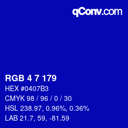 Color code: RGB 4 7 179 | qconv.com