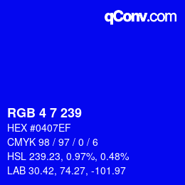 Color code: RGB 4 7 239 | qconv.com