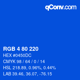 Color code: RGB 4 80 220 | qconv.com