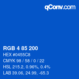 Color code: RGB 4 85 200 | qconv.com