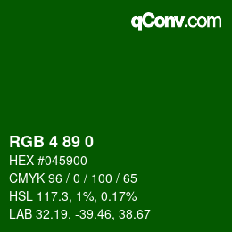 Color code: RGB 4 89 0 | qconv.com