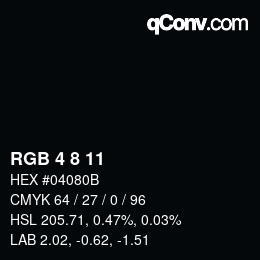 カラーコード: RGB 4 8 11 | qconv.com