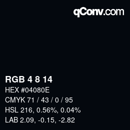 カラーコード: RGB 4 8 14 | qconv.com