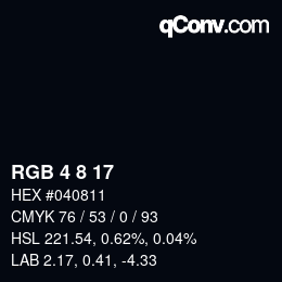 Color code: RGB 4 8 17 | qconv.com