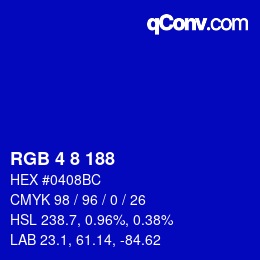 Color code: RGB 4 8 188 | qconv.com