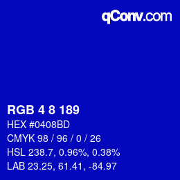 Color code: RGB 4 8 189 | qconv.com