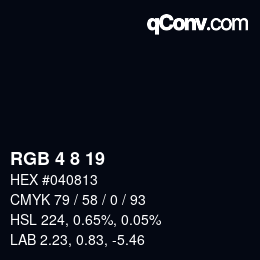 カラーコード: RGB 4 8 19 | qconv.com