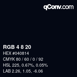 カラーコード: RGB 4 8 20 | qconv.com