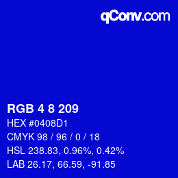 Farbcode: RGB 4 8 209 | qconv.com
