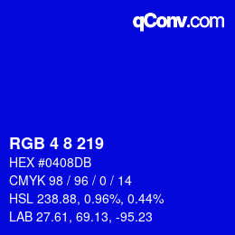 Farbcode: RGB 4 8 219 | qconv.com