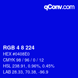 Color code: RGB 4 8 224 | qconv.com