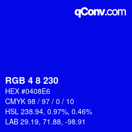 カラーコード: RGB 4 8 230 | qconv.com