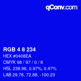 Color code: RGB 4 8 234 | qconv.com