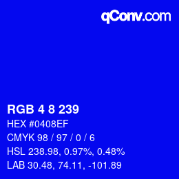 Color code: RGB 4 8 239 | qconv.com