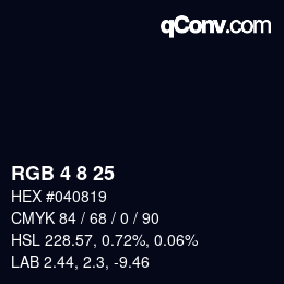 カラーコード: RGB 4 8 25 | qconv.com