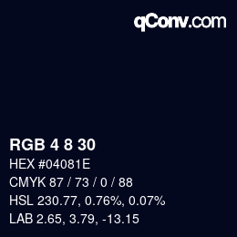 カラーコード: RGB 4 8 30 | qconv.com