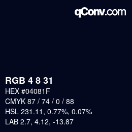 Color code: RGB 4 8 31 | qconv.com