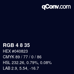 Color code: RGB 4 8 35 | qconv.com