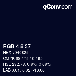颜色代码: RGB 4 8 37 | qconv.com