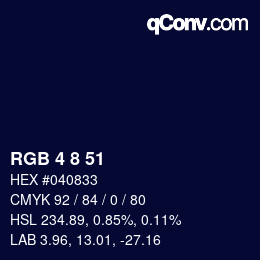 カラーコード: RGB 4 8 51 | qconv.com