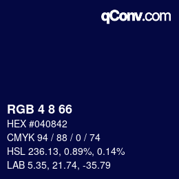 Color code: RGB 4 8 66 | qconv.com
