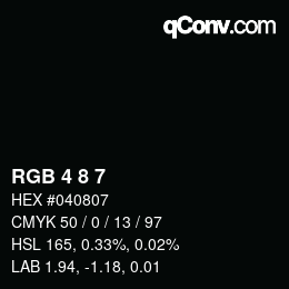 カラーコード: RGB 4 8 7 | qconv.com