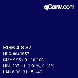 Color code: RGB 4 8 87 | qconv.com