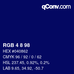 颜色代码: RGB 4 8 98 | qconv.com