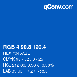カラーコード: RGB 4 90.8 190.4 | qconv.com