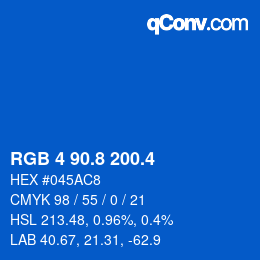 カラーコード: RGB 4 90.8 200.4 | qconv.com