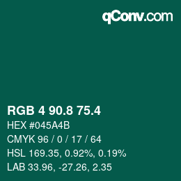 カラーコード: RGB 4 90.8 75.4 | qconv.com