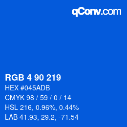 Color code: RGB 4 90 219 | qconv.com
