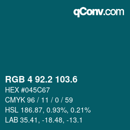 カラーコード: RGB 4 92.2 103.6 | qconv.com