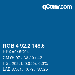 カラーコード: RGB 4 92.2 148.6 | qconv.com
