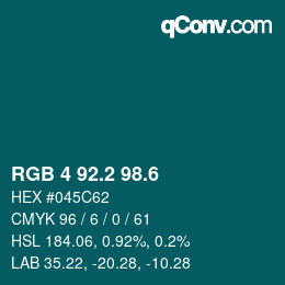カラーコード: RGB 4 92.2 98.6 | qconv.com
