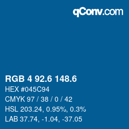 カラーコード: RGB 4 92.6 148.6 | qconv.com