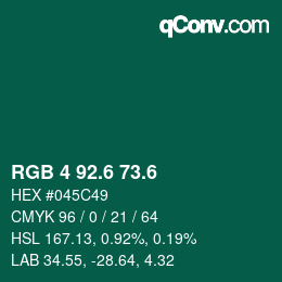 カラーコード: RGB 4 92.6 73.6 | qconv.com