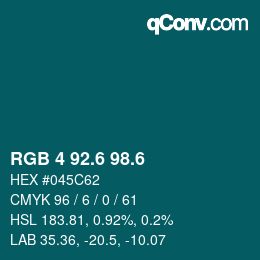カラーコード: RGB 4 92.6 98.6 | qconv.com