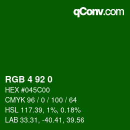 颜色代码: RGB 4 92 0 | qconv.com