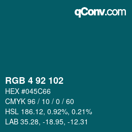カラーコード: RGB 4 92 102 | qconv.com