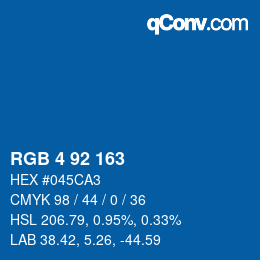カラーコード: RGB 4 92 163 | qconv.com