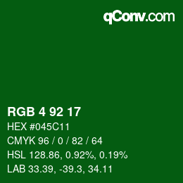 カラーコード: RGB 4 92 17 | qconv.com