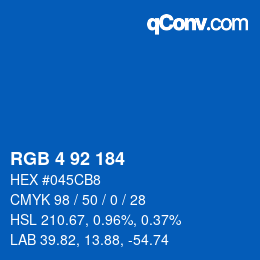 カラーコード: RGB 4 92 184 | qconv.com