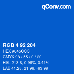 カラーコード: RGB 4 92 204 | qconv.com