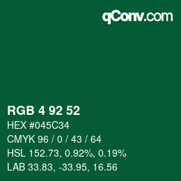 カラーコード: RGB 4 92 52 | qconv.com
