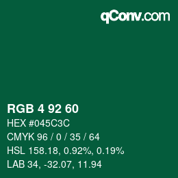 カラーコード: RGB 4 92 60 | qconv.com