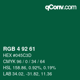 颜色代码: RGB 4 92 61 | qconv.com