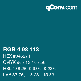 Color code: RGB 4 98 113 | qconv.com