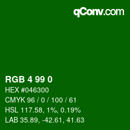 Color code: RGB 4 99 0 | qconv.com
